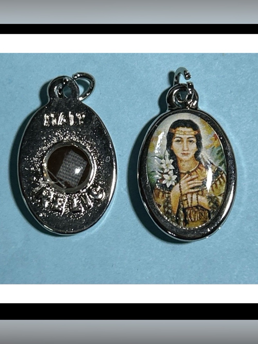 SAINT KATERI TEKAKWITHA Religious Relic Medal, Made In ITALY